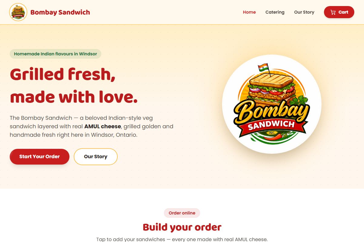 Bombay Sandwich - Food Ordering Website